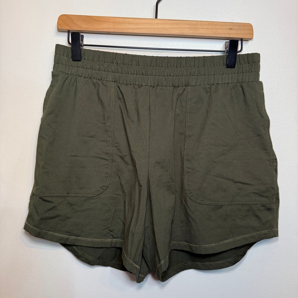 All in Motion Women's Olive Green Athletic Shorts High Rise Elastic Waist Small